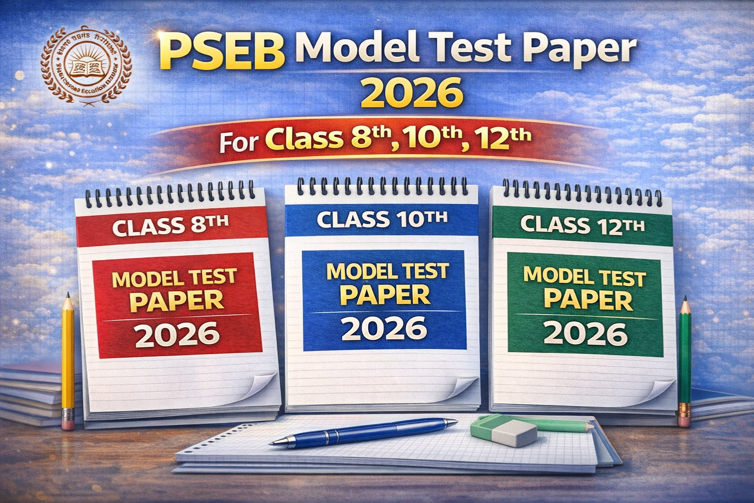 PSEB Model Test Paper 2026 for Class 8th, 10th, 12th