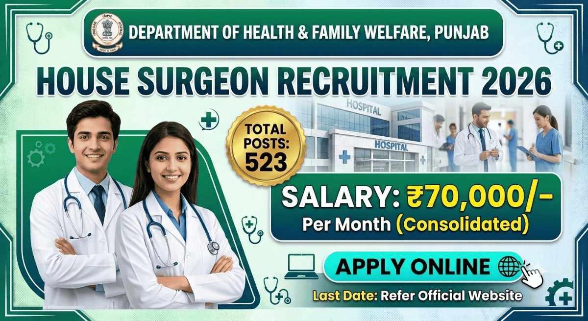 DHFW Punjab House Surgeon Recruitment 2026